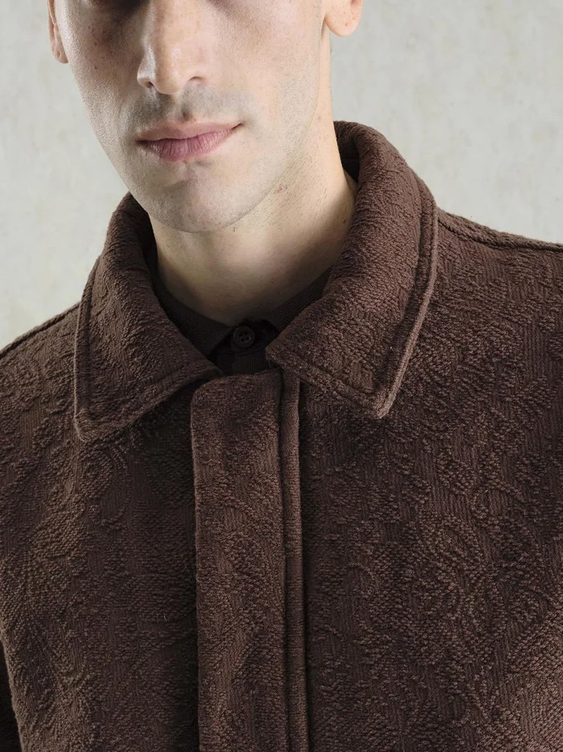 Giesto Beaver Brown GIESTO Textured Jacquard Cotton Jacket for Men | Best Price UAE